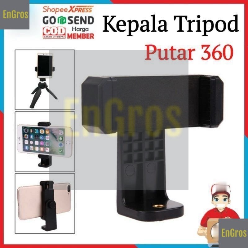 HOLDER PUTAR Bracket Hp di Tripod Kamera Kepala Holder Rotasi Holder HP Putar Horizontal Vertikal