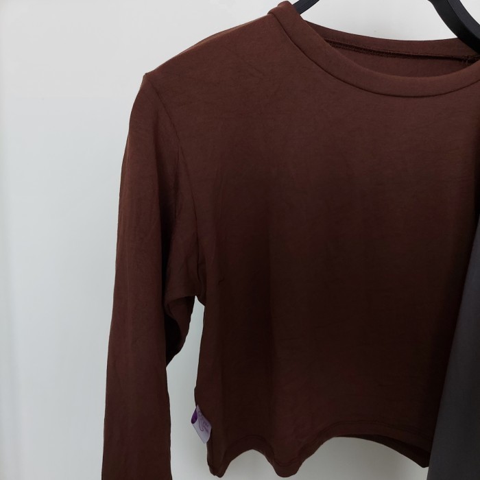 TOKOSANIA Manset Crop Top Lengan Panjang | Manset Baju | Inner Bolero Dada Leher - Coklat tua, S-M-L