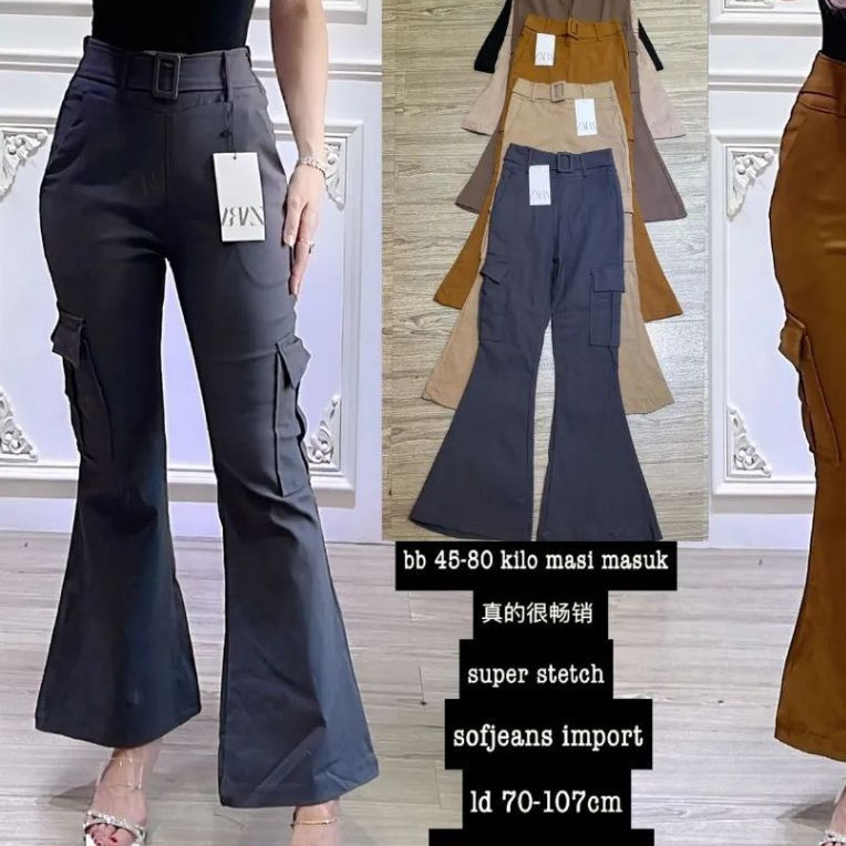 Celana Cutbray Cargo Zava - Flare Cargo Pants - Kulot Cutbray Cargo