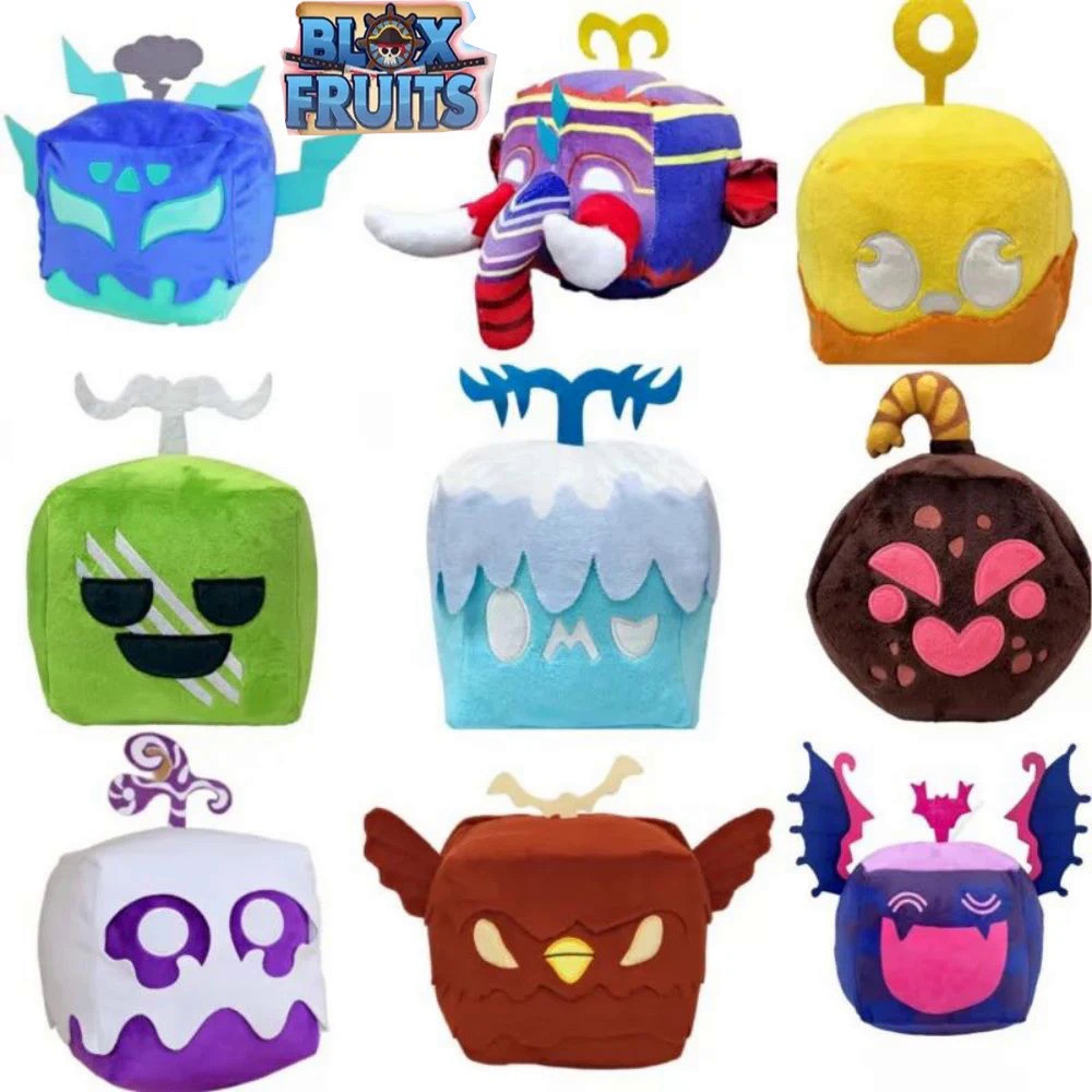 FY63JH 13-16cm Blox Fruits Anime Game Plush Toy Fruit Leopard Pattern Box Plushies Toy Soft Stuffed 