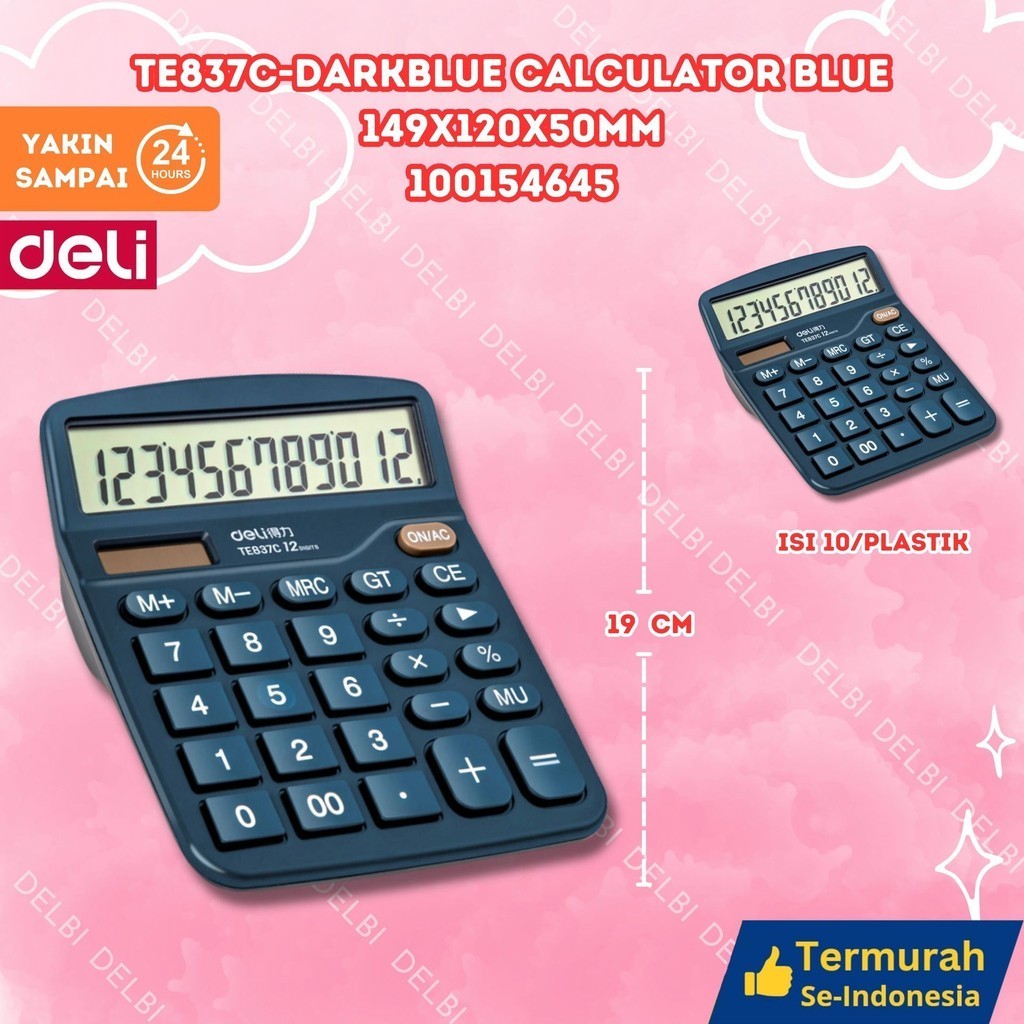 

Deli Desktop Calculator TE837C-DARKBLUE CALCULATOR BLUE 149X120X50MM
