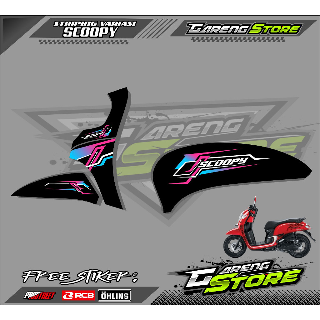 STRIPING VARIASI LIST MOTOR SCOOPY STYLISH / STICKER VARIASI HONDA SCOOPY  STYLISH