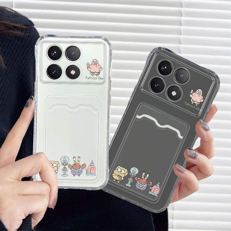 Patrick Star Pattern Clear Card Slot Softcase Casing For Redmi K50 Ultra/K60 Ultra/K70E/9 Power/9T/9