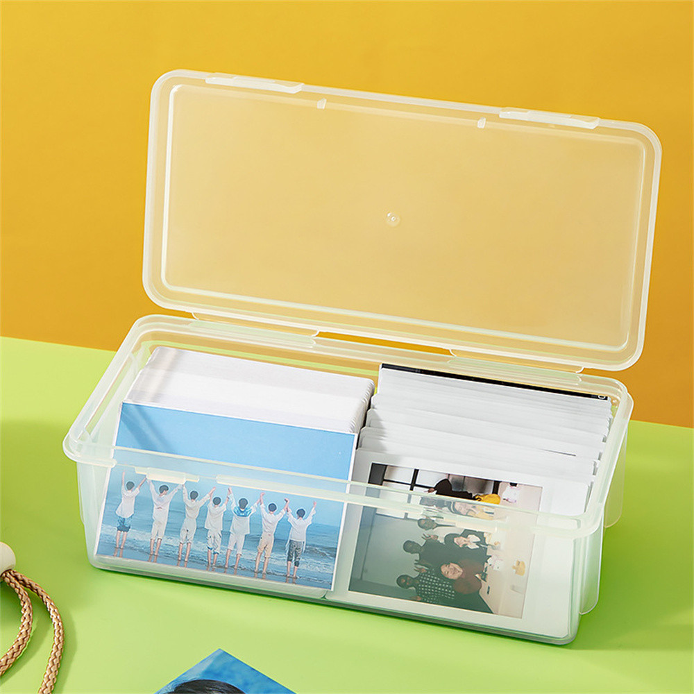 

Korean Kpop Photocard Storage Box Transparent Acrylic Photo Card Organizer Compartment Flip Box Card Case Protector Container