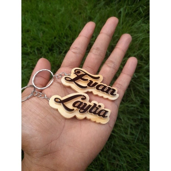 Gantungan Kunci Kayu Custom Nama / Ganci Kayu Custom Nama / Gantungan tas lucu aesthetic