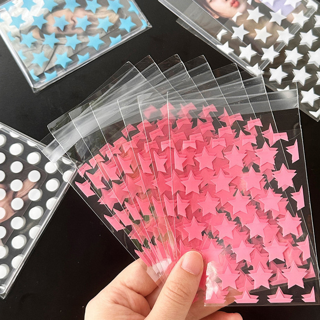 

50pcs Cellophane Self-adhesive Bag Plastic PE Transparent Sealed Jewelry Gift Food Candy Card Star Print Packaging Clear Pouches