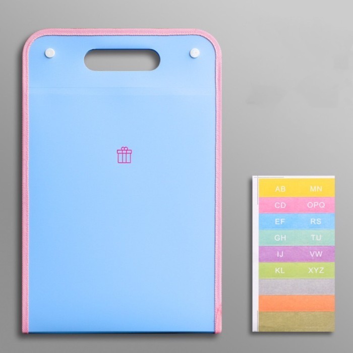 

NEW ! BEST SELLER cute multi layer folder map organizer tempat penyimpanan file kertas - polos blue