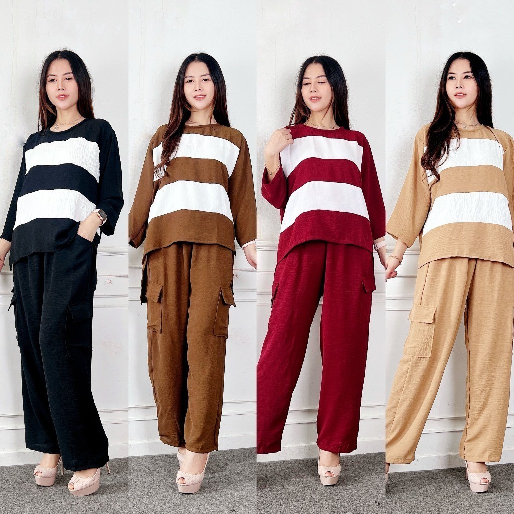 R.A - REC SETELAN MOTIF BLASTER WANITA ELI / One Set Tania / Setelan Wanita Kekinian Pajamas / Fashi