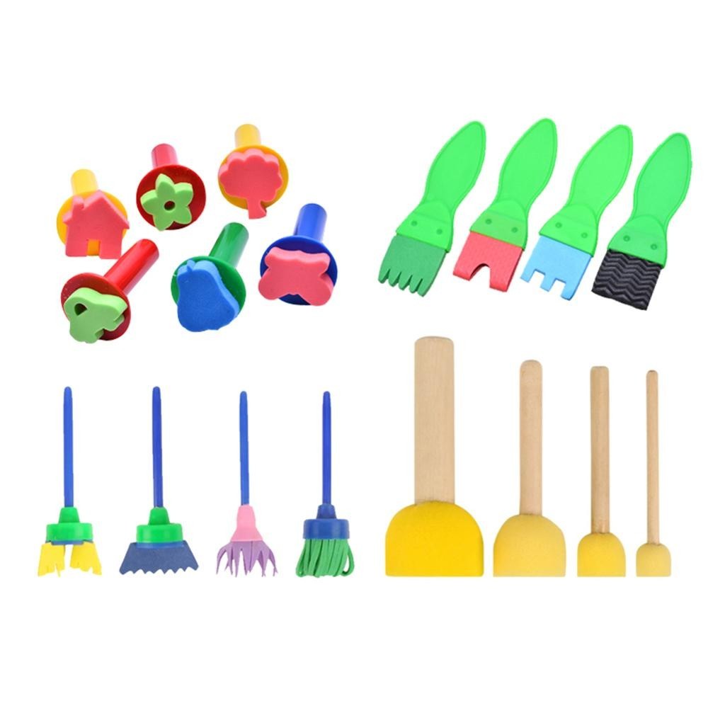 

18pcs /Set DIY Painting Tools Stamps Toys Flower Stamp Sponge Brush Set Art Supplies For Kids