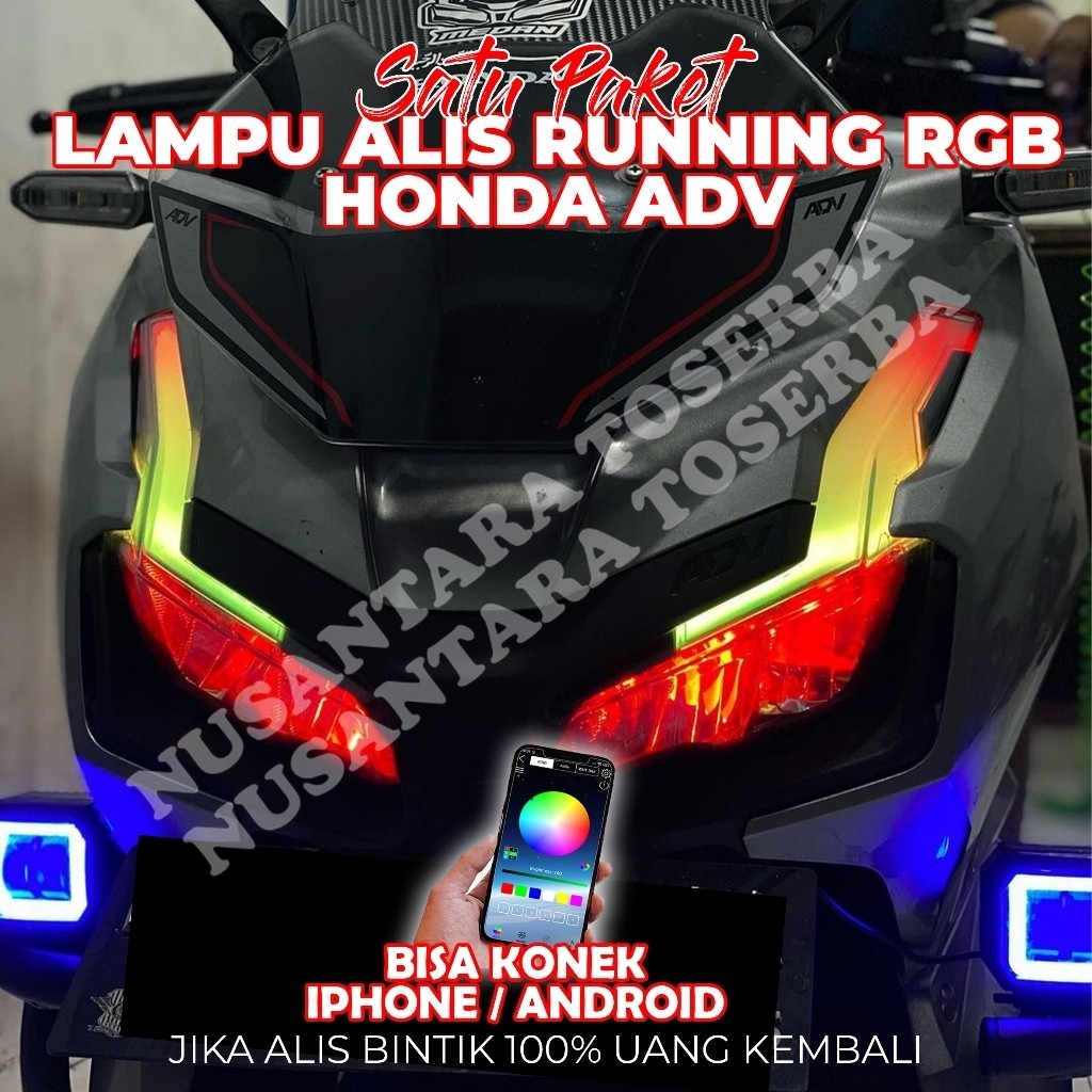 TINGGAL PASANG LAMPU ALIS RUNNING RGB BLUETOOTH ADV FREE DEVIL EYE TIDAK BERBINTIK / LAMPU ALIS RUNN