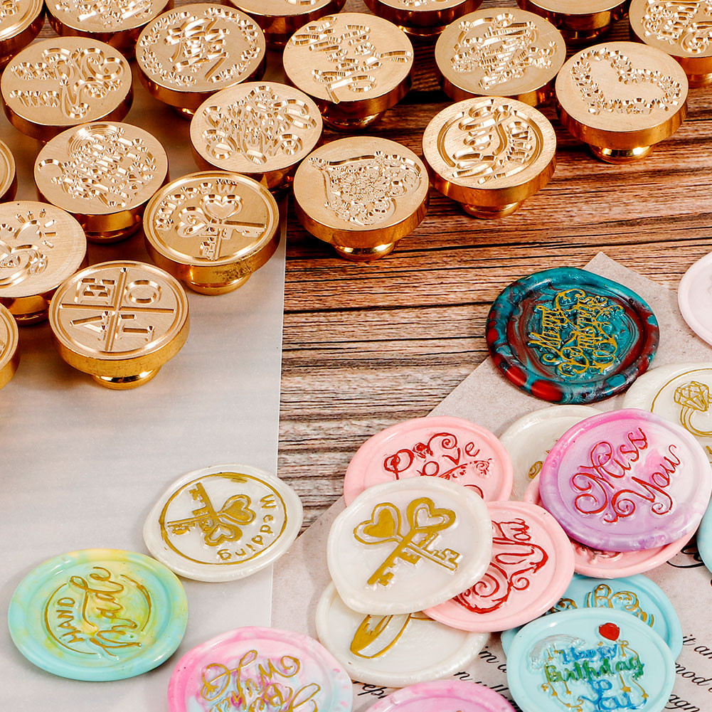 

25mm Blessing Best Wishes Thank You Pattern Wax Seal Stamps Dedicated Copper Head Retro Wedding Invitation Envelope Gift Sealing