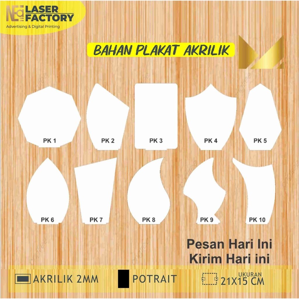 Plakat Akrilik Custom , Plakat Polos Akrilik Bening , Plakat akrilik , 3MM DAN 5MM DUDUKAN 5MM