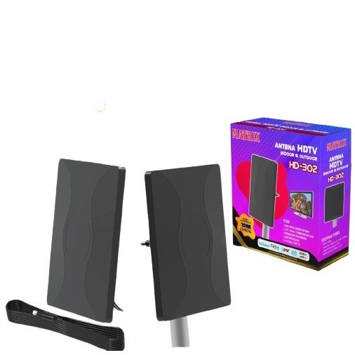 Matrix Antena Tv Indoor & Outdoor Hd - 302 / Antena Dalam & Luar Tv Analog Digital + Booster & Kabel