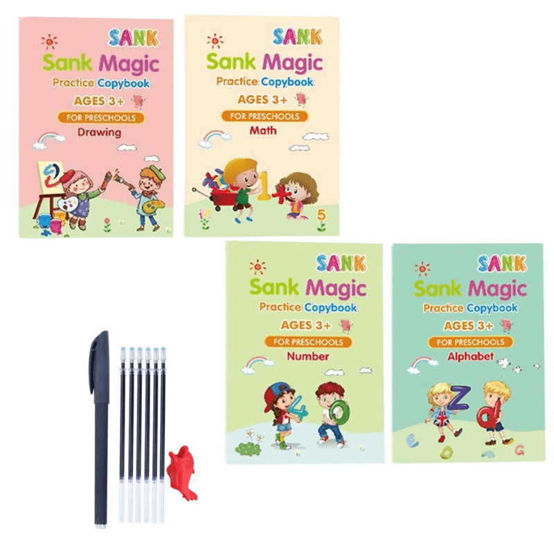 

1 Set 4 Buku + Pulpen/Sank Magic Book Buku Ajaib Belajar Menulis Anak