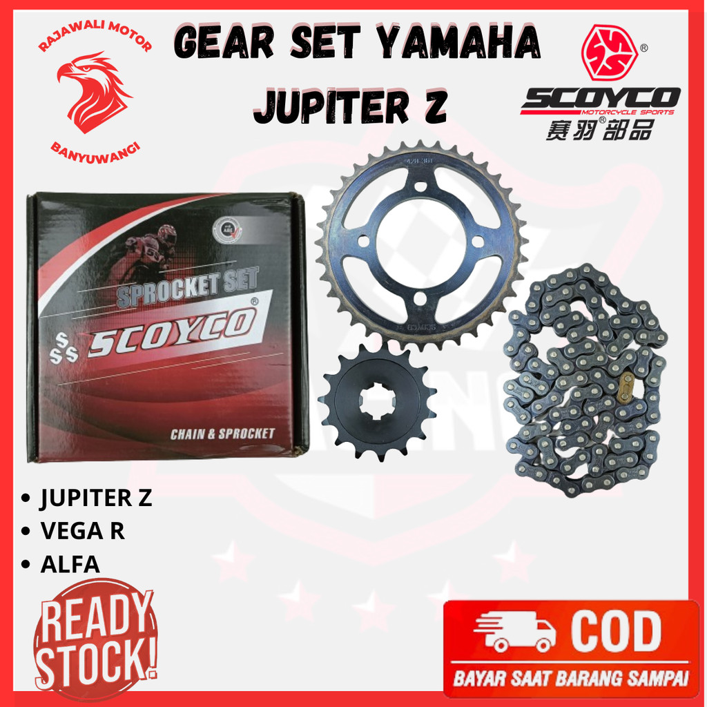 gear set jupiter z - gear set vega r lama - gir rantai motor yamaha - 5tp