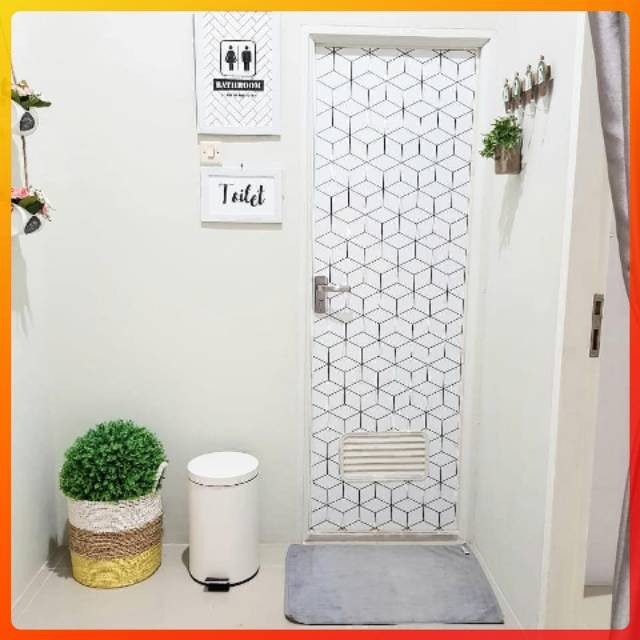 Stiker Pintu Toilet / Sticker Pintu Kamar Mandi Motif Monochrome - Colorfulolshop 12