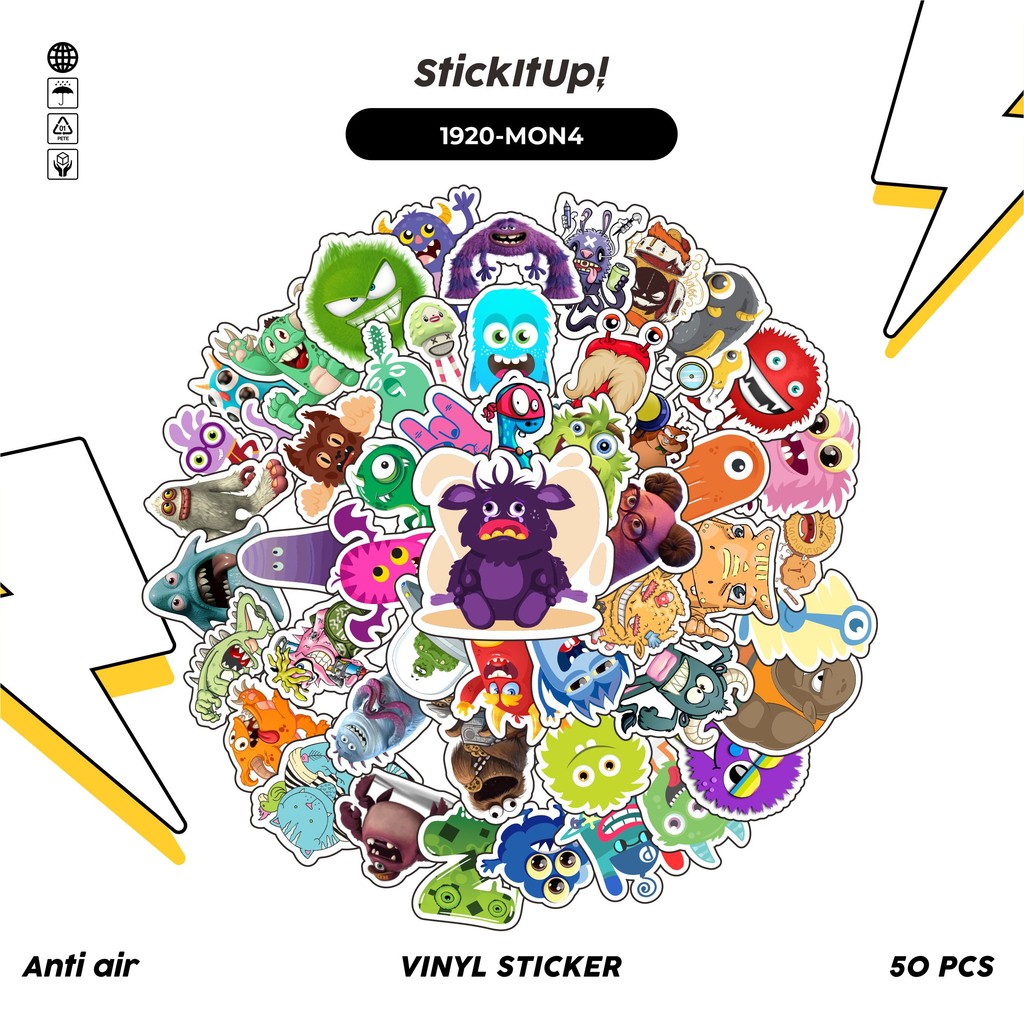 

COD✨ 50 Pcs Stiker Pack MONSTER ART ILLUSTRATION CHARACTER MIX 04 Lucu Aesthetic Vynil Waterproof untuk Freebies Sticker Buku Journal Casing HP Laptop