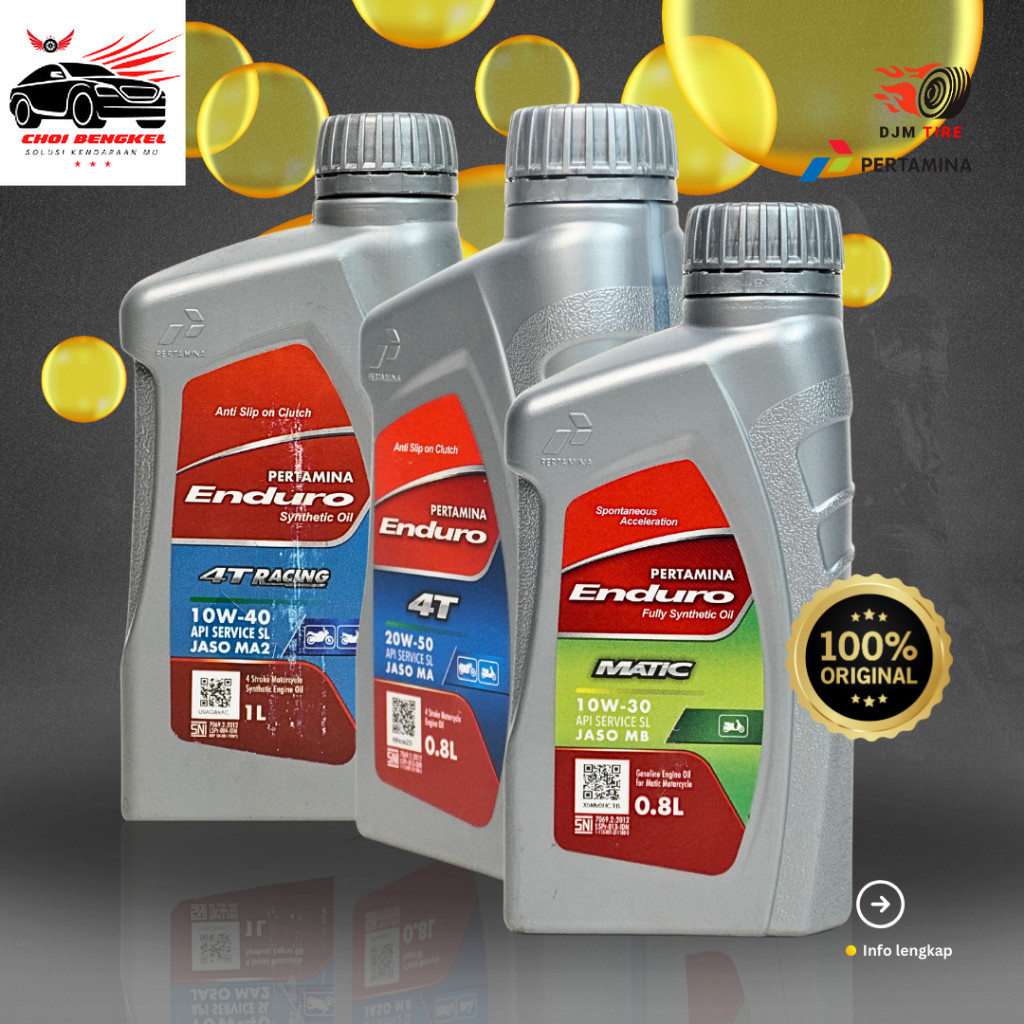 CHOI Oli Original Pertamina Enduro Matic 0,8L, Enduro 4T 0,8L, Enduro 4T Racing Untuk Motor