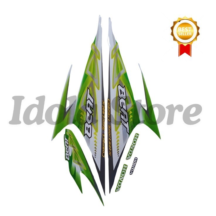 Sticker Striping Motor Honda Beat Karbu 2012 Hijau list body motor beat Karbu 2012