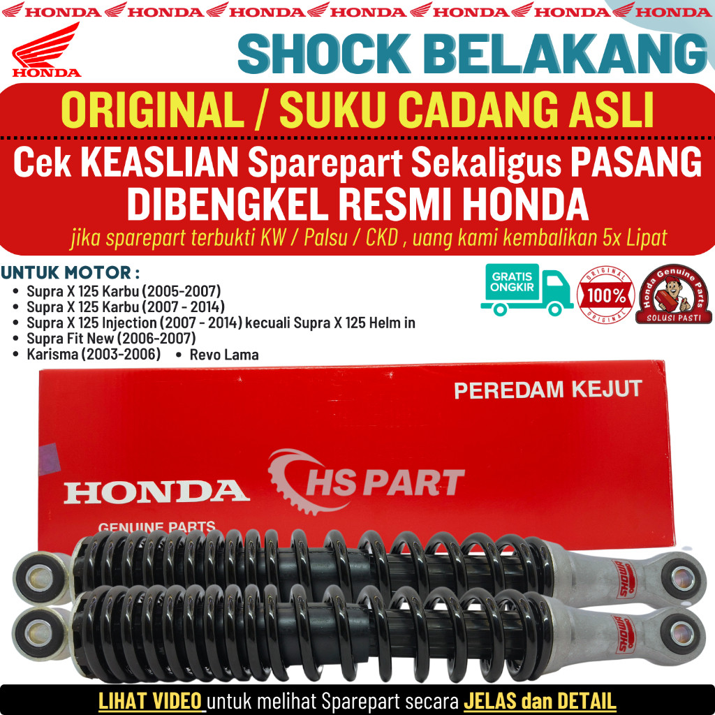 Shock Shockbreaker Belakang Supra X 125 Karbu Fi Karisma Revo Lama Supra Fi New Original AHM SHOWA