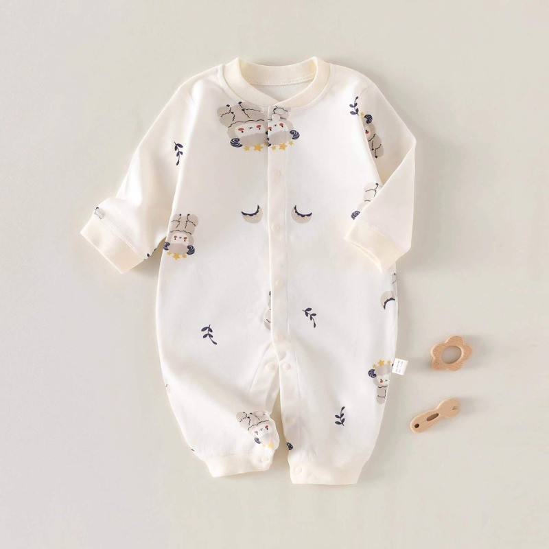 Baby Rompers Purified Cotton Newborn Clothes Cartoon Boys Girls Bodysuits Long Sleeves Ventilation F