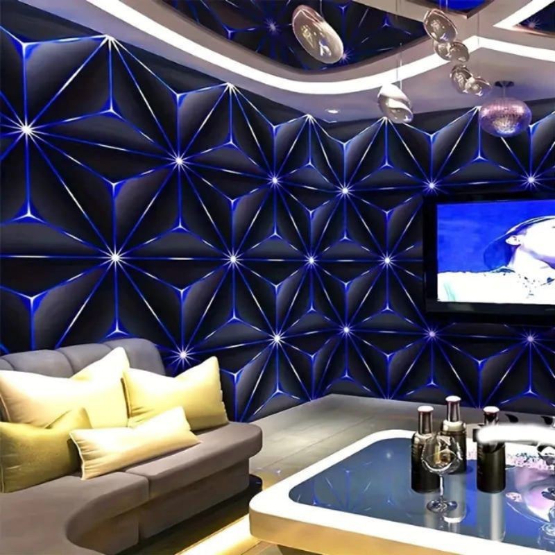 NEW Wallpaper Dinding Wallpaper Sticker Kristal 3D Biru Mewah Elegan Dekorasi Dinding Rumah Ruang Ta