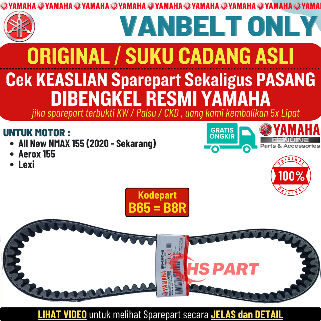 Vanbelt Vbelt V-Belt Nmax New Lexi 125 Aerox 155 All New Nmax Original Yamaha , Vanbelt Nmax New Ori