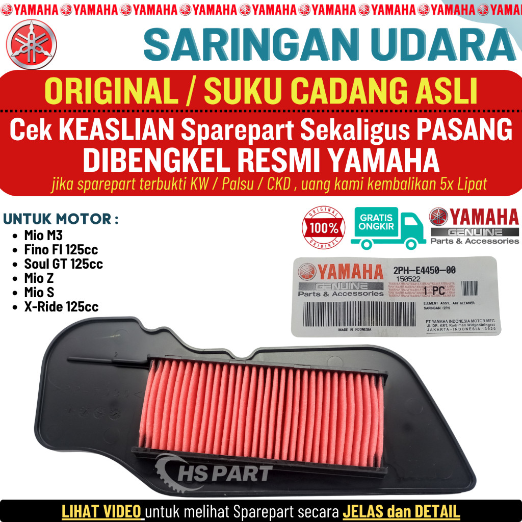 Saringan Filter Udara Mio M3 Original 100% Fino 125 Mio Soul GT 125 Mio Z Mio S Xride 125 Original Y