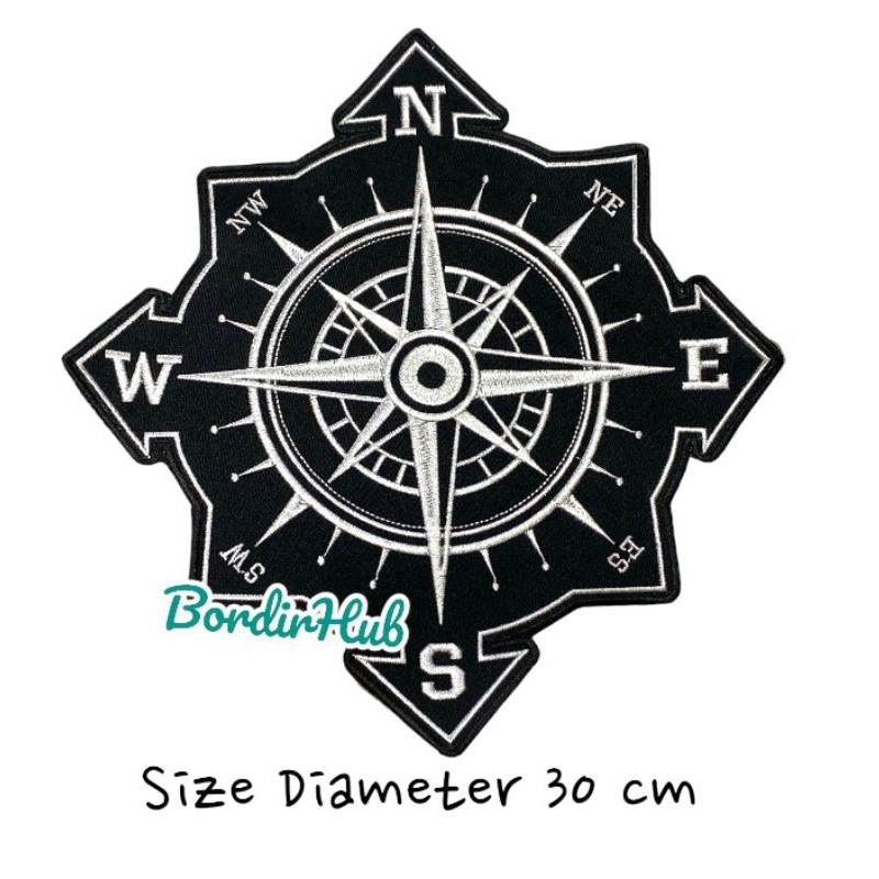backpatch bordir kompas. emblem punggung besar aksesoris