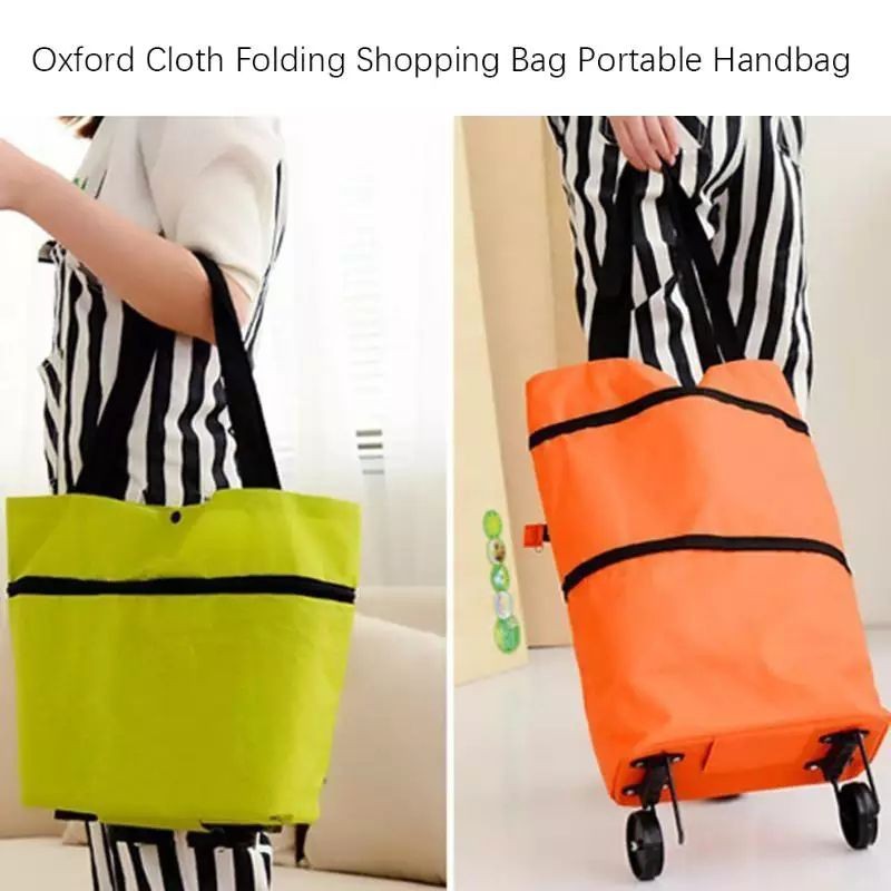 Tas Troli Troley Bag Bisa di Lipat Tas Belanja Wanita Roda Fodable shopping cart bag - KM 35