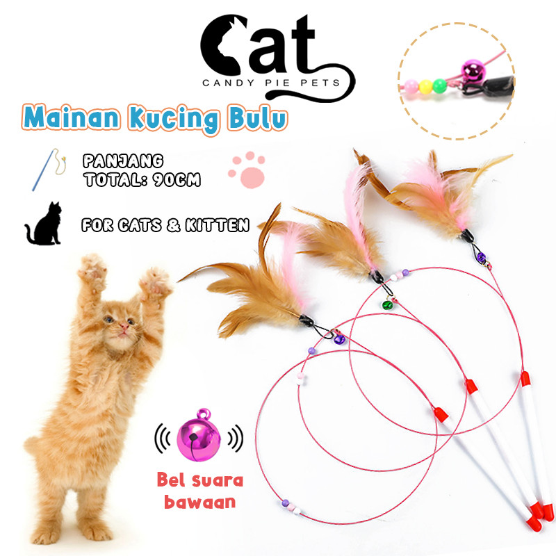 Mainan Kucing Bulu Lonceng Tongkat Kucing Tongkat Bulu Mainan Kucing