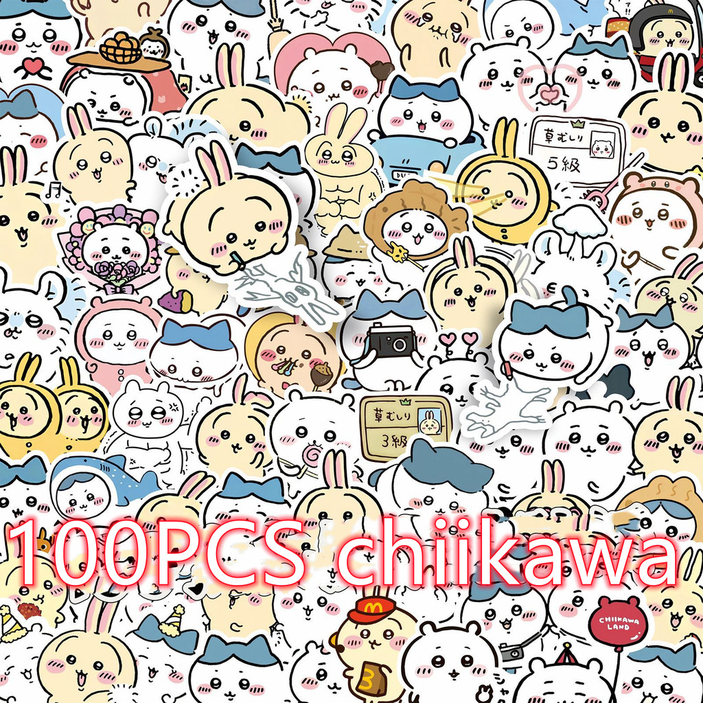 

100Pcs/Set kawaii chiikawa Sticker Cartoon Cute Stickers DIY Phone Case Computer Waterproof Decoration Sticker Kids Toys Gift