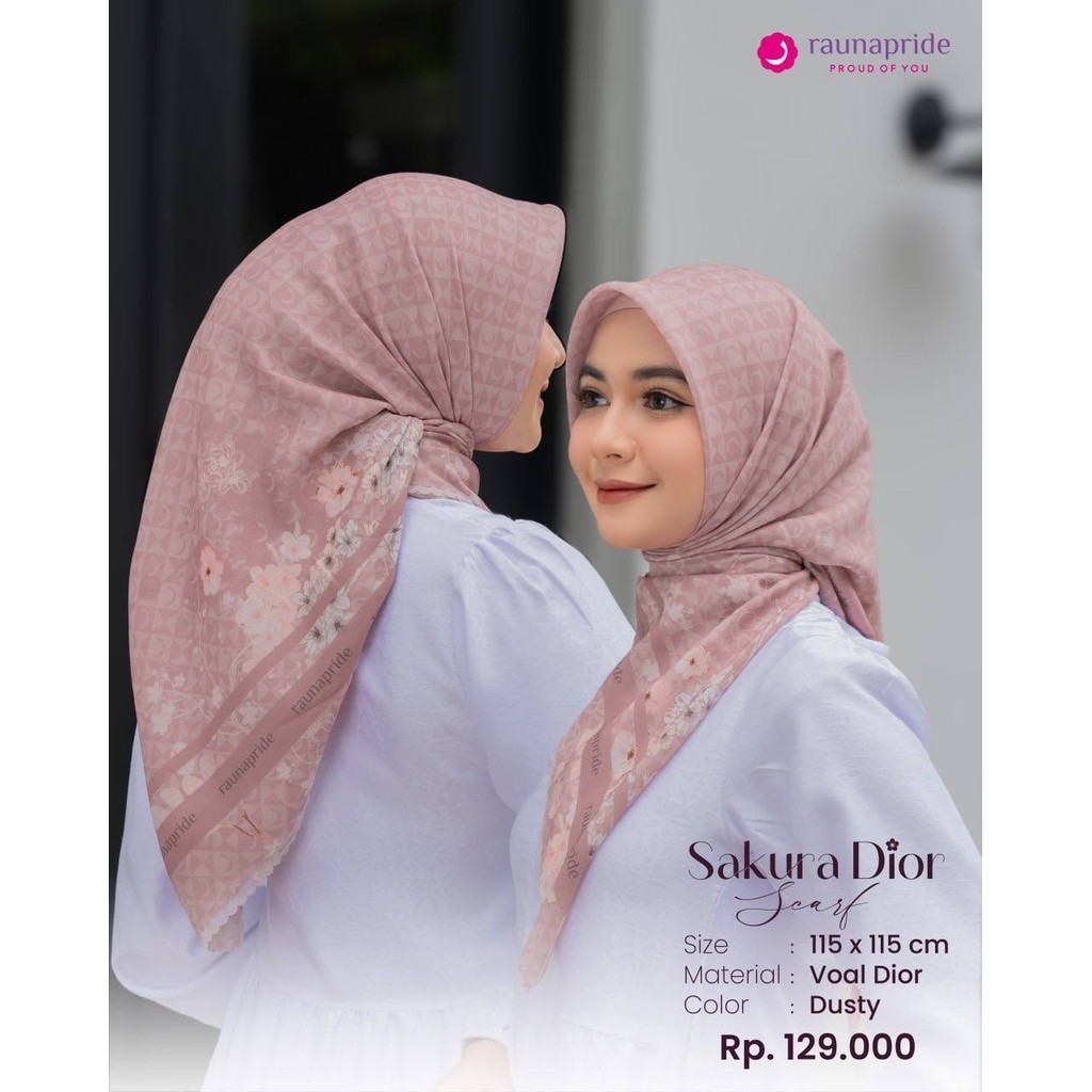 Rauna Hijab Segi Empat Anti Meleyot Sakura Dior Hijab Segi Empat Voal Premium Terbaru di anieszaps b