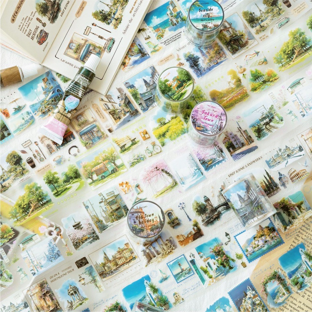 

[Gongjin] 1 Roll Start a Journey Series SAJ Scenery Sticker Stiker Pemandangan PET Tahan Anti Air Hiasan Journal Scrapbook