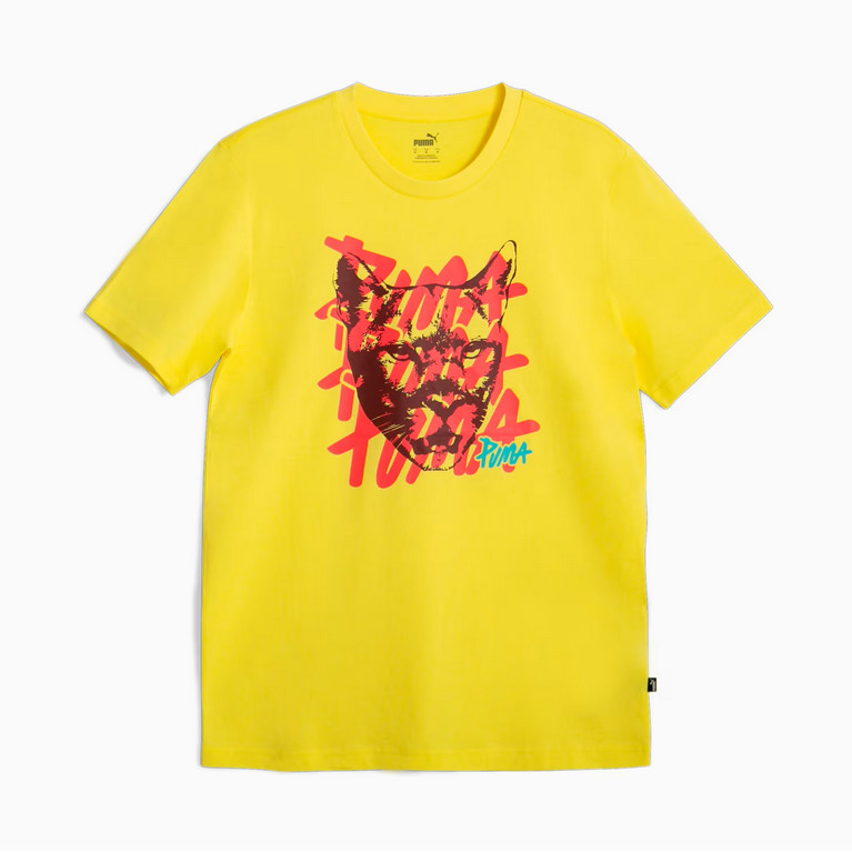 Kaos Casual Puma Graphic Cat Tee Lemon Meringue 681715 39