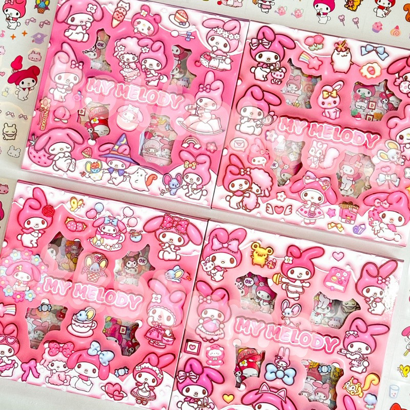

My Melody 3D Alike Sticker Box Nono / Momo 2D Dekorasi Anak Perempuan Journal Aesthetic / Jurnal Binder Stiker Box 1 Set isi 100 Lembar Waterproof Anti Air