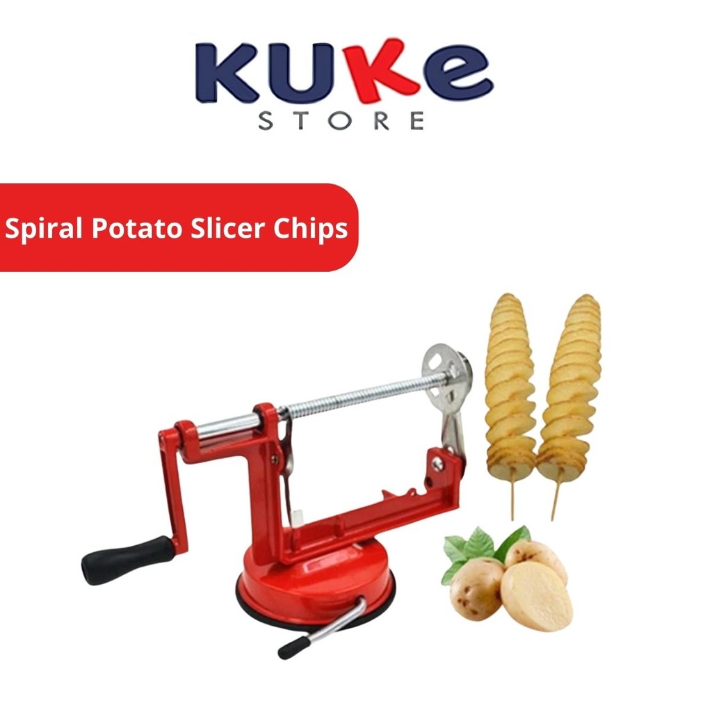 Spiral Potato Slicer Chips Pengiris Pemotong Serutan Parutan Putar Ulir Keripik Kentang Ubi Singkong
