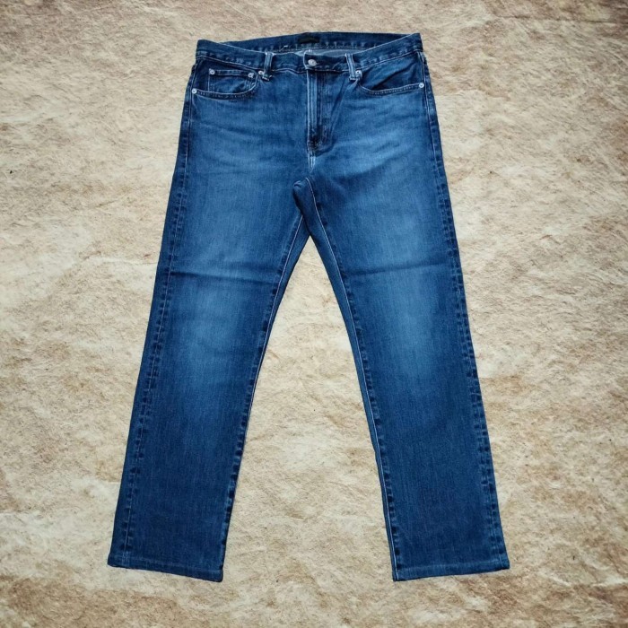 celana jeans UNIQLO JEANS SLIM STRAIGHT by KAIHARA celana denim blue washed pria casual size 37