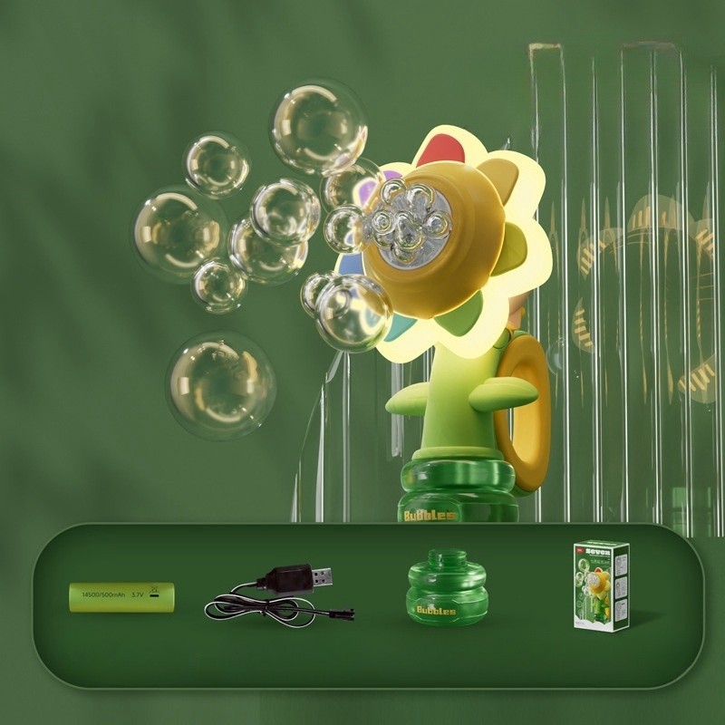 HotMenari Mainan Anak-Anak Pistol Gelembung Bunga Matahari/Mainan Gelembung Busa Bubble