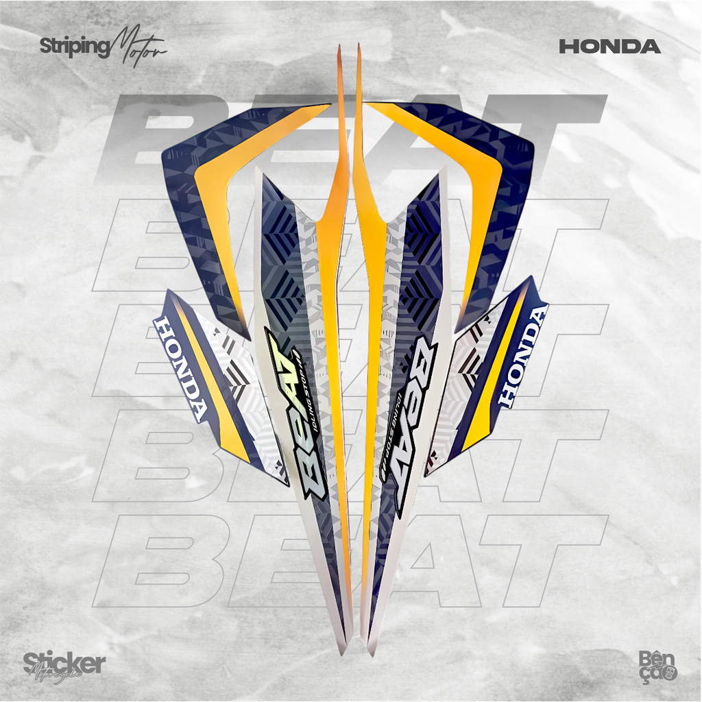 Striping Honda Beat CBS ISS 2021 electro matte blue standar full body berkualitas | Bencao
