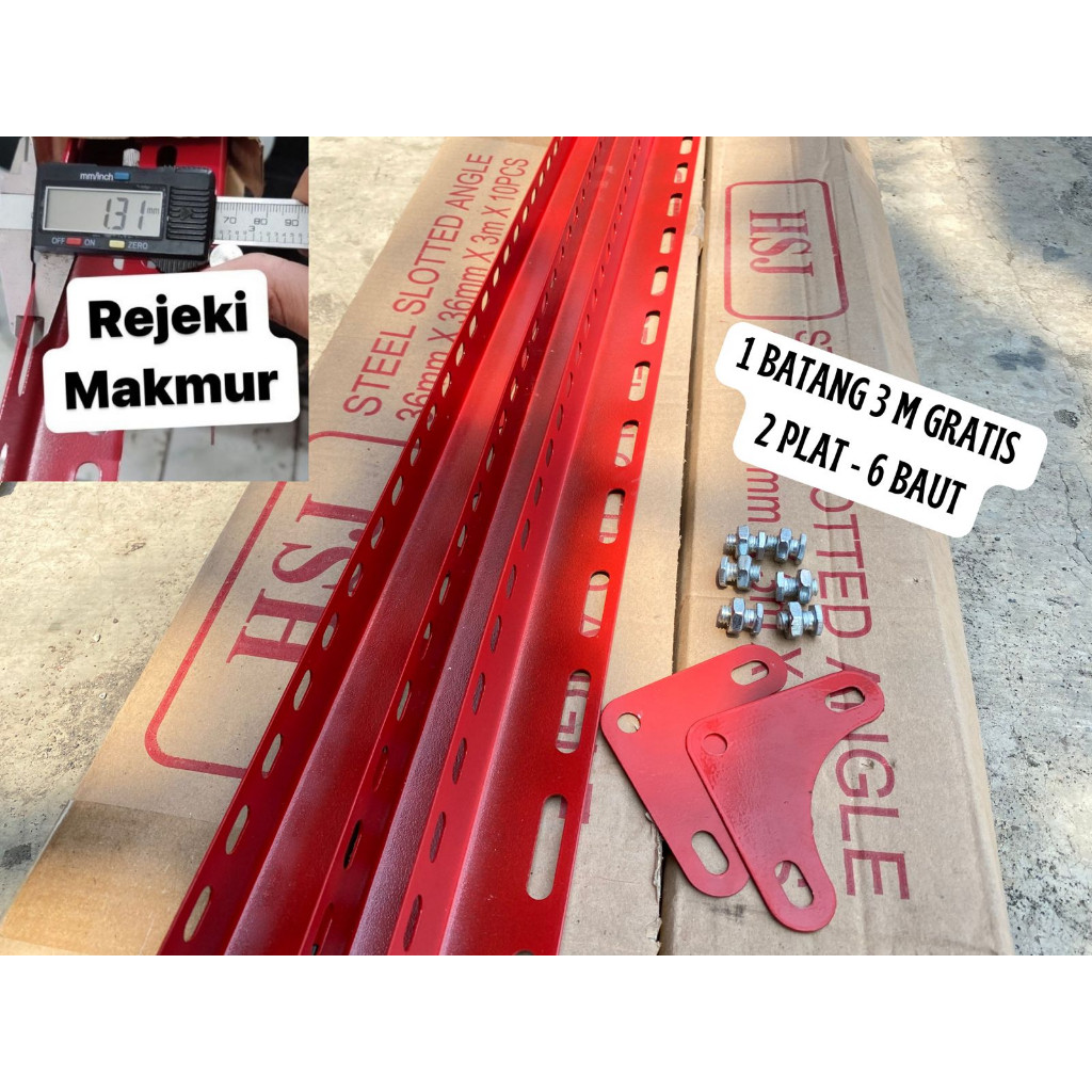BESI SIKU LUBANG 1,3 MM 36mmX36mm ( HARGA PABRIK ) /SIKU LUBANG TEBAL MERAH/SIKU LUBANG MERAH/SIKU L