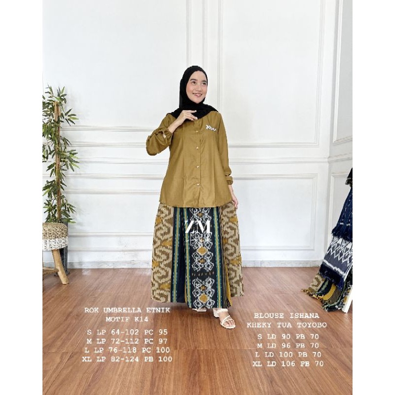 Baju Wanita One Set Kain Tenun Kerja ( Ishana )