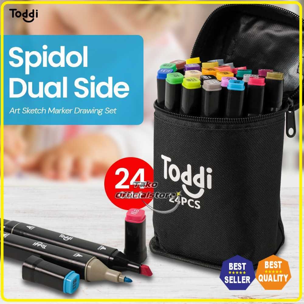 

Toddi Spidol Dual Side Fine Art Marker Brush Double Tip 1.0mm 6.0mm - CY-006