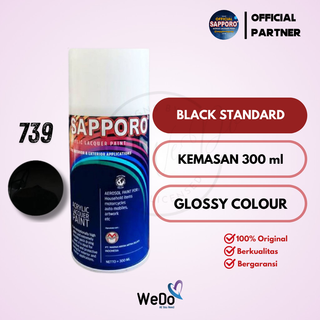 

Sapporo 739 Black Cat Semprot Saporo Paint Hitam Gloss Mengkilap