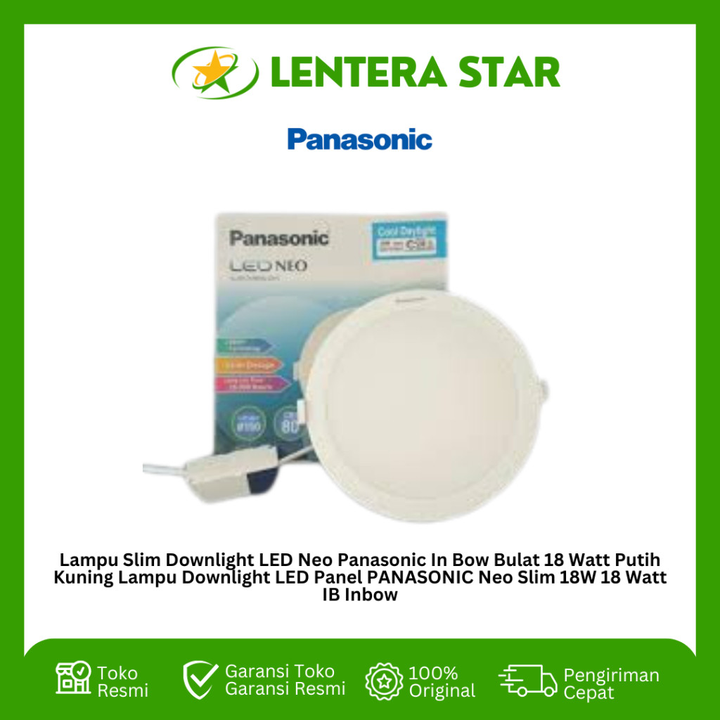 Lampu Slim Downlight LED Neo Panasonic In Bow Bulat 18 Watt Putih Kuning Lampu Downlight LED Panel