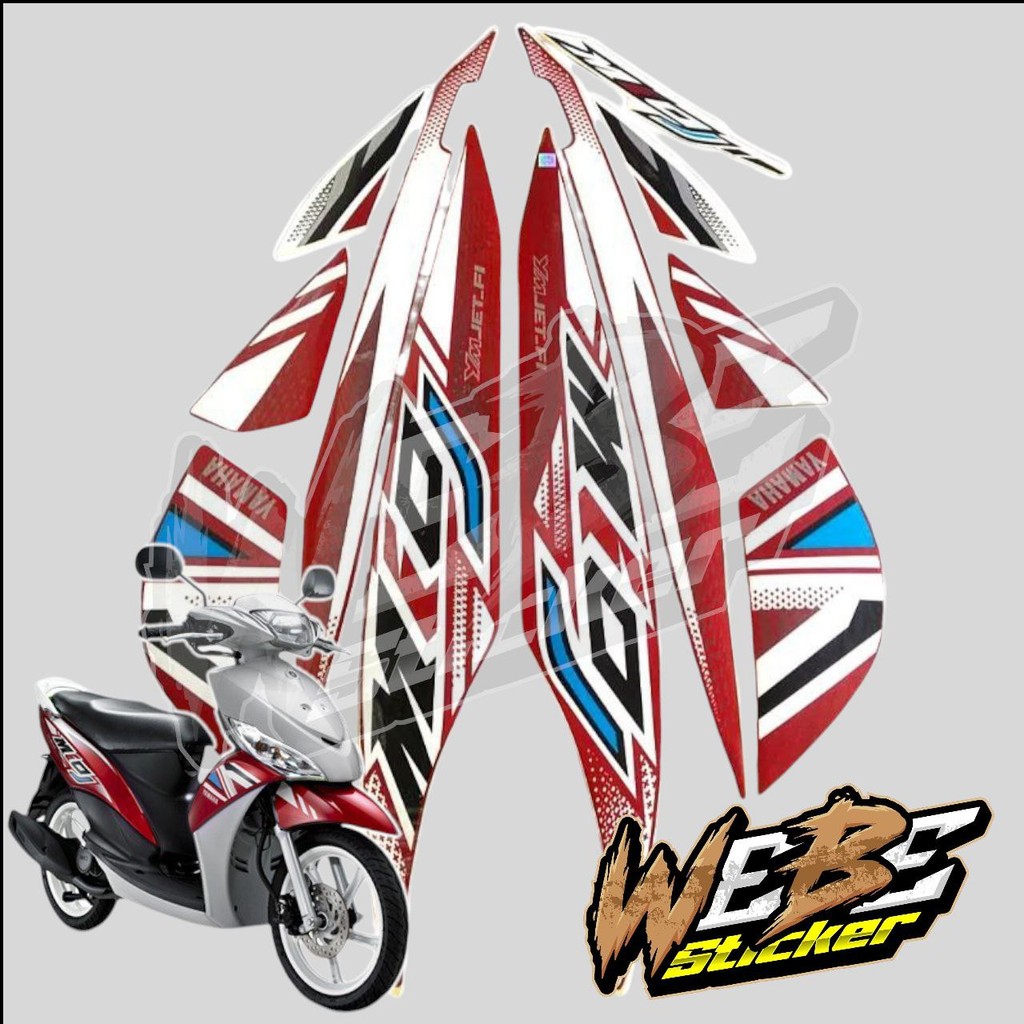 STICKER STIKER POLET LIS STRIPING MOTOR FULL BODY YAMAHA MIO J 2012 WARNA PUTIH MERAH