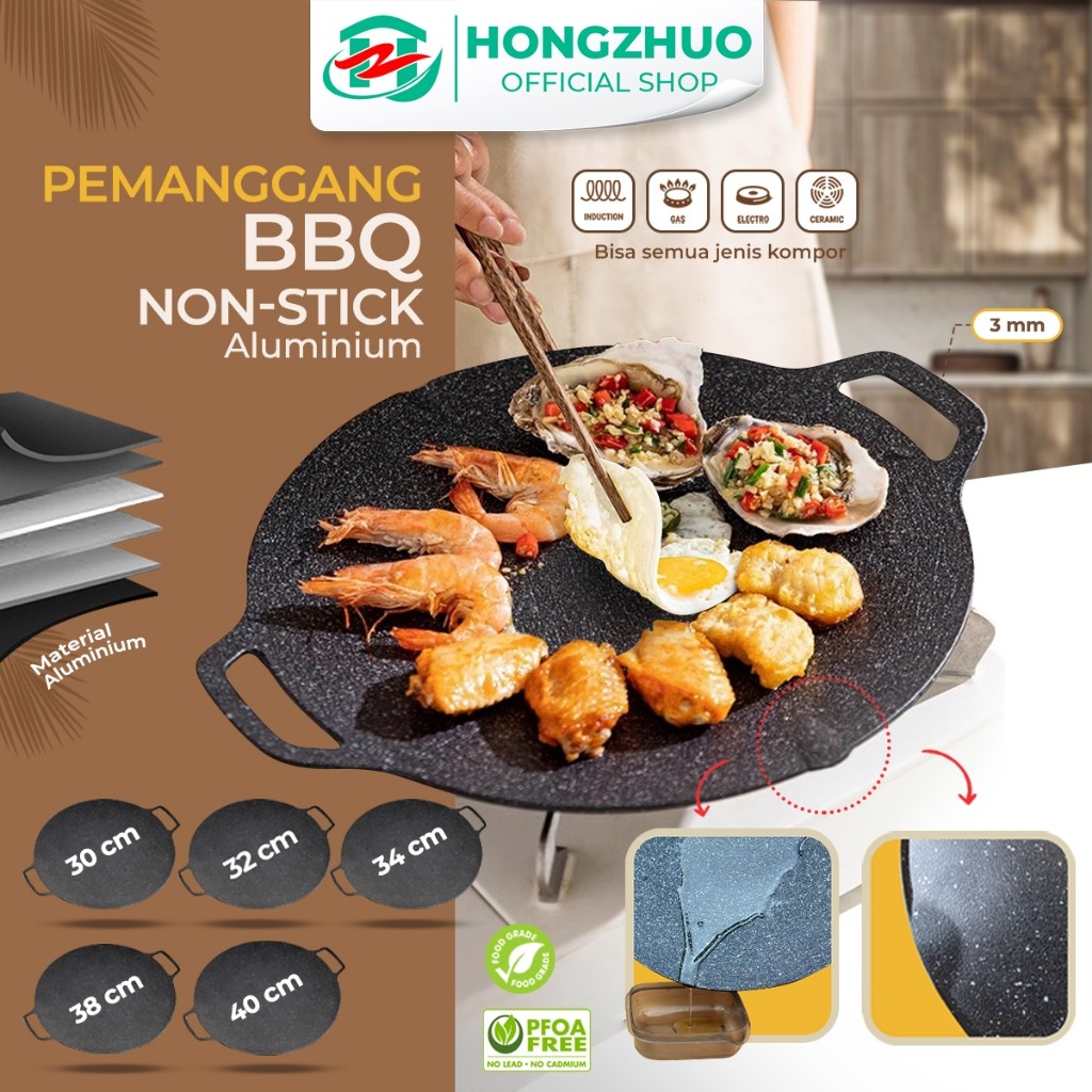 Hongzhuo Alat pemanggang / Tempat pemanggang bulat BBQ Piring pemanggang diameter 32/34/38/40cm