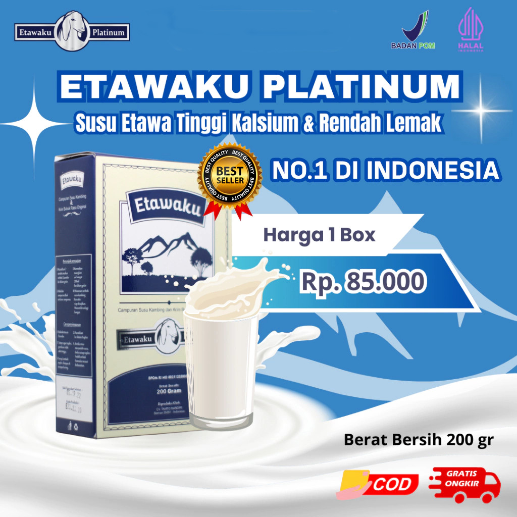 

Etawaku Platinum Original : Solusi Sembuhkan Sesak Nafas Batuk Berdarah TBC Bronkhitis Paru - Paru Isi 200 gr