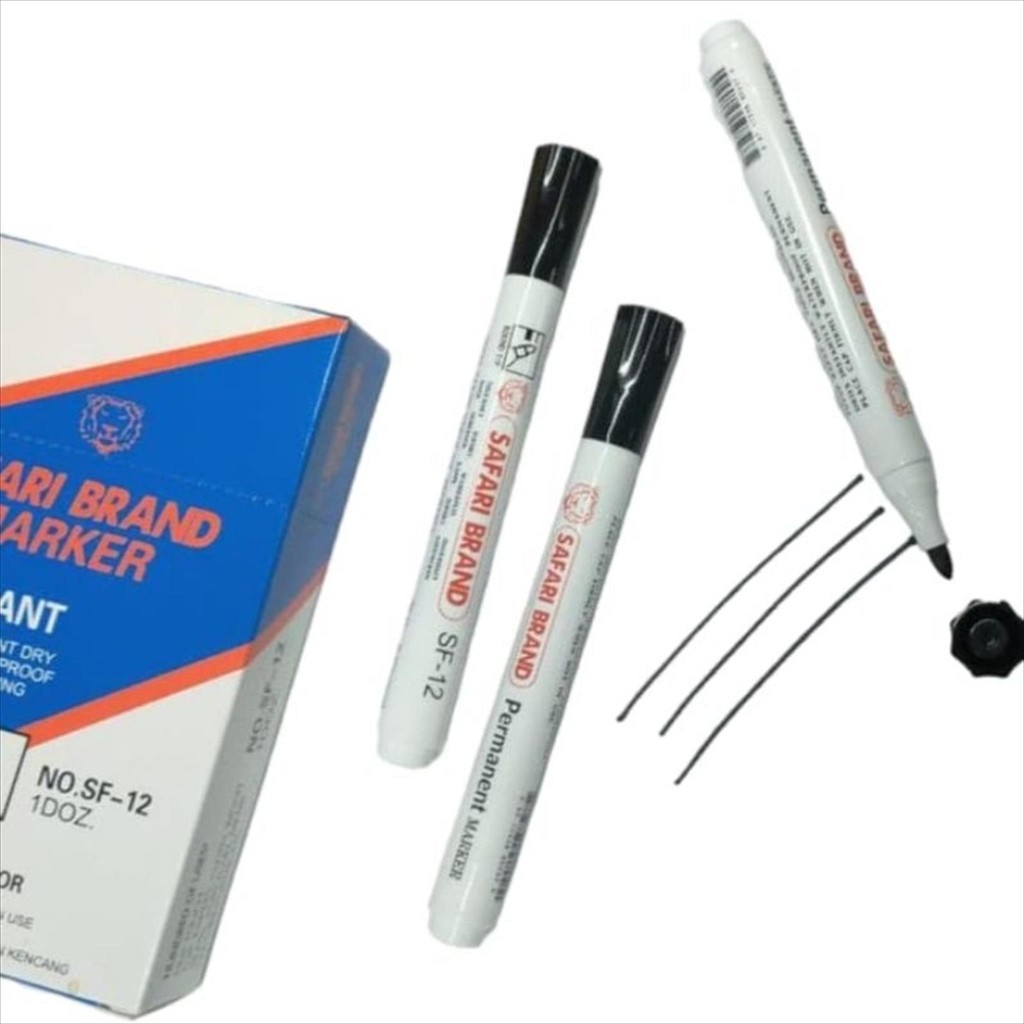 

(SF12-SATUAN) SPIDOL PERMANEN PERMANENT MARKER INSTAN DRY WATERPROOF WRITING SAFARI BRAND