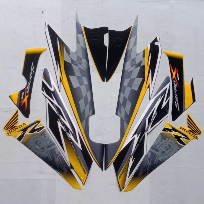 striping supra x 125 r 2008 2009 hitam kuning full set